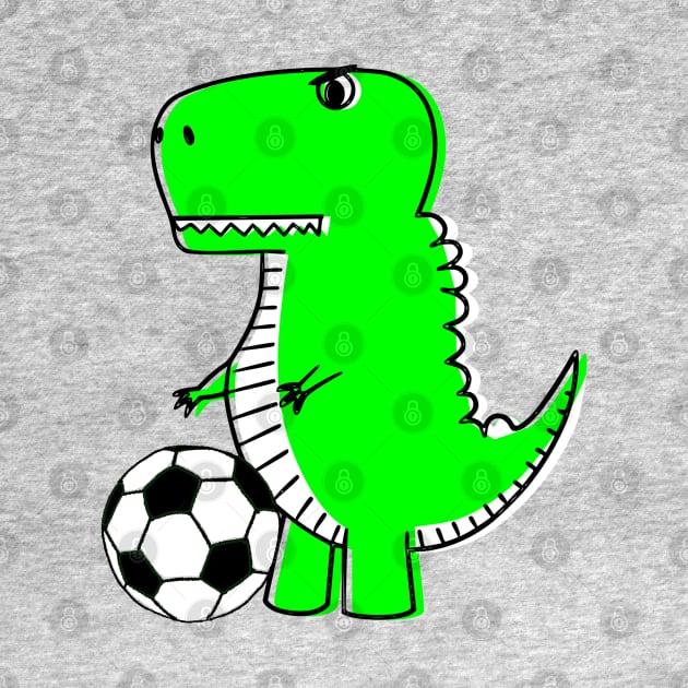 Green Dinosaur Loves Soccer by Braznyc